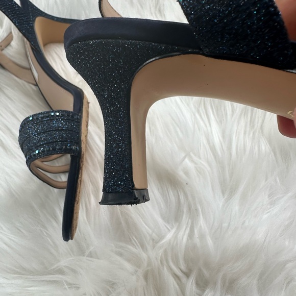 Nina New York - NAVY TEXTURED METALLIC LOW-HEEL DRESS SANDAL Size 8.5 - Picture 9 of 15